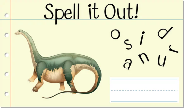 Spell Mot Anglais Illustration Dinosaure — Image vectorielle