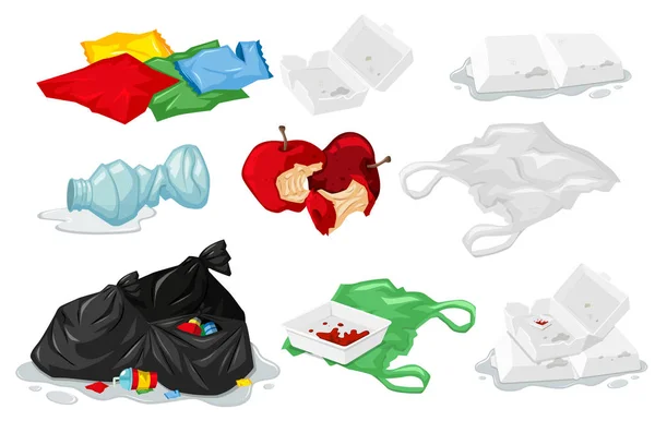 Set Dari Ilustrasi Sampah Plastik - Stok Vektor