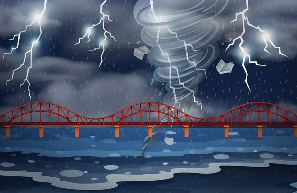 サイクロンと雷雨の図 — ストックベクタ