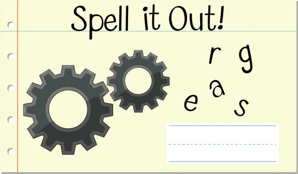 Spell English Word Gears Illustration — Stock Vector