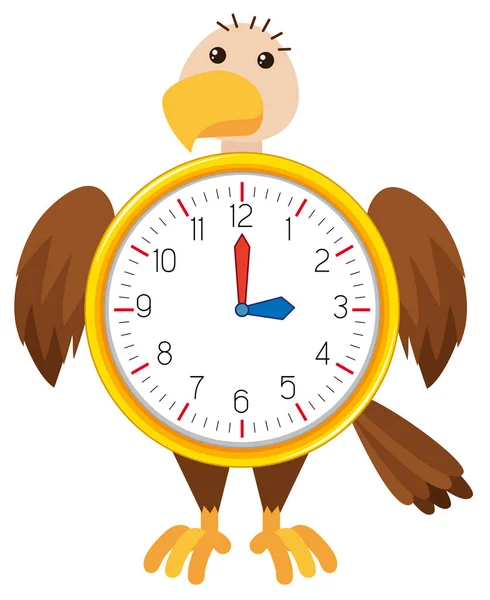 Horloge Aigle Sur Fond Blanc Illustration — Image vectorielle