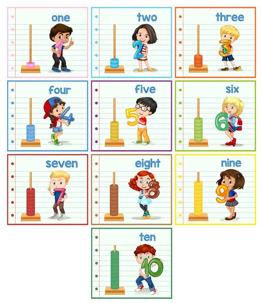 Set of children hilding number illustration