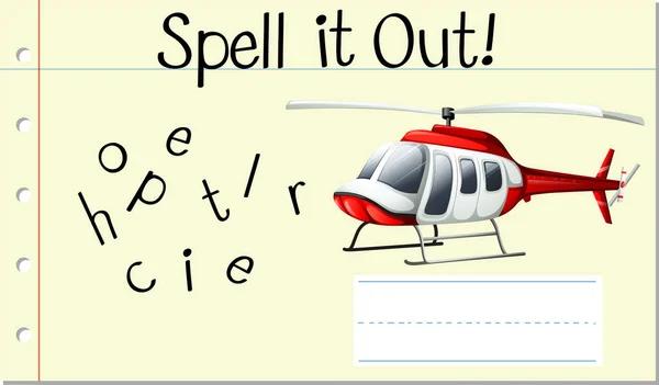 Spell Engels Woord Helikopter Illustratie — Stockvector