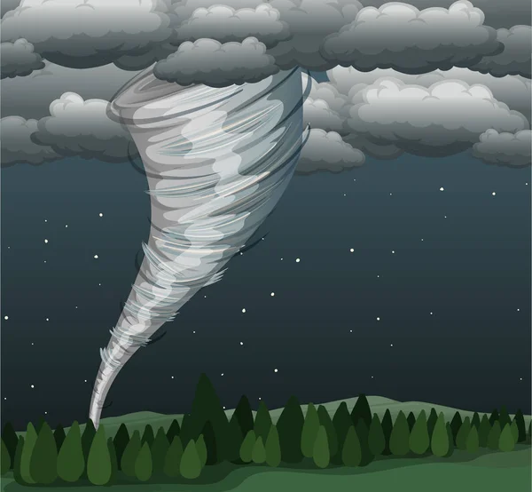 Tornado Landschaft Szene Illustration — Stockvektor