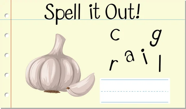 Spell Out Garlic Illustration — Stock Vector