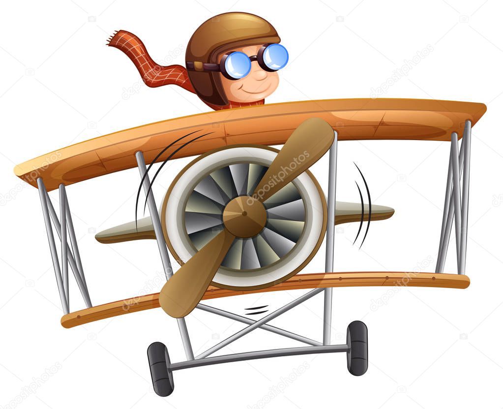 person flying plane white background illustration