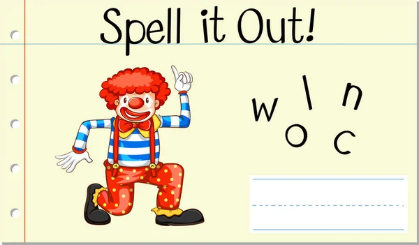 Spell Engels Woord Clown Illustratie — Stockvector