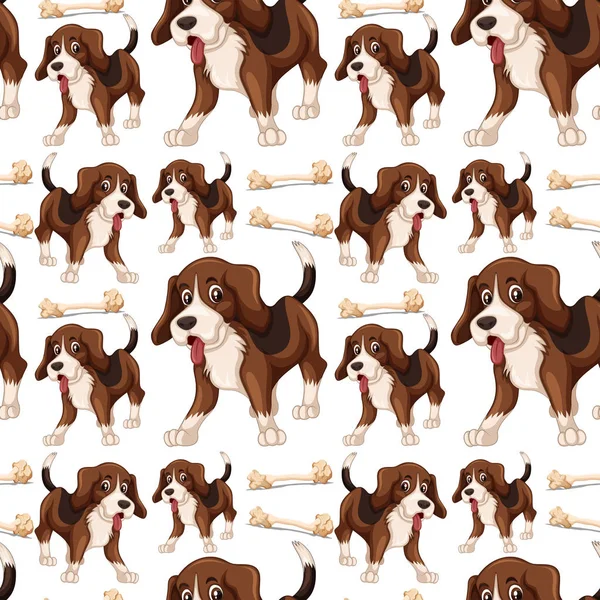 Beagle Chien Illustration Modèle Sans Couture — Image vectorielle