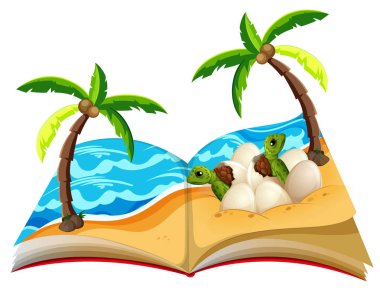 Kaplumbağa yavru şekil açık kitap