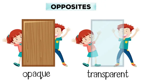 Palabra Opuesta Ilustración Opaca Transparente — Vector de stock