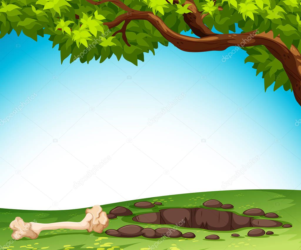 Ground and bone in nature illustration