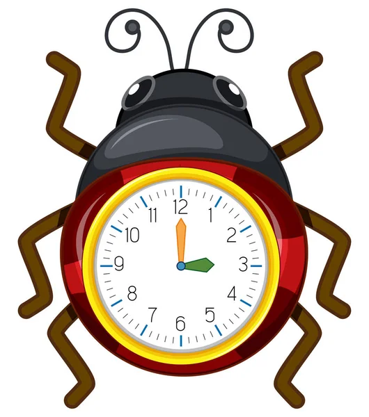 Illustration Modèle Horloge Coccinelle — Image vectorielle