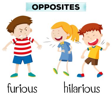 Zıt kutuplar birbirini öfkeli ve komik illüstrasyon