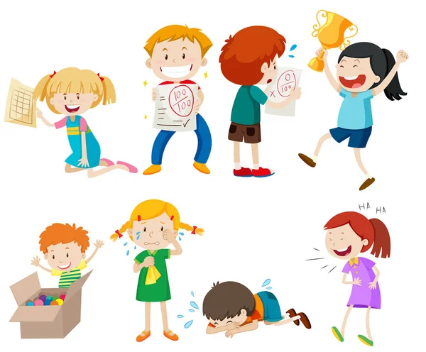 Set of children scene illustration