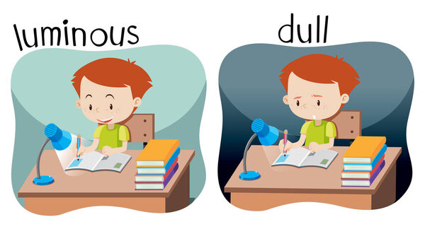 Opposites luminous and dull illustration