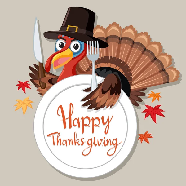 Happy Thanksgiving Turkiet Kort Illustration — Stock vektor