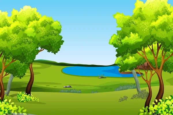 Eine Grüne Natur Hintergrund Illustration — Stockvektor