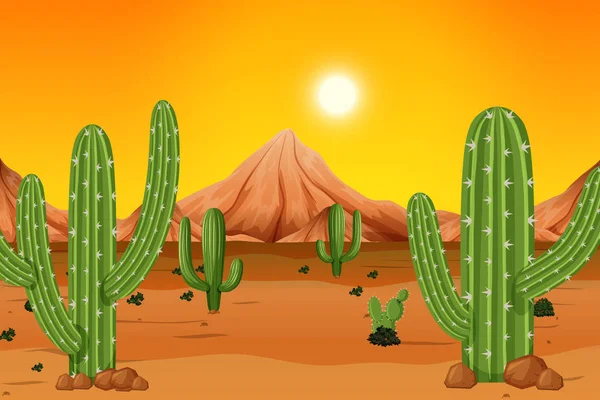 Hot Desert Background Illustration — Stock Vector