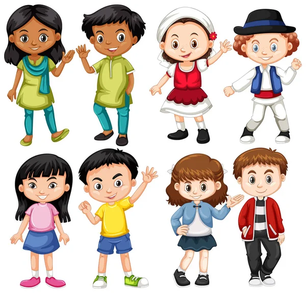 Groep Van Internationale Kinderen Illustratie — Stockvector