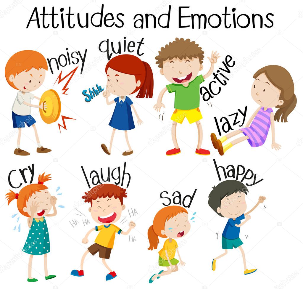 Set of attitudes and emotions illustration