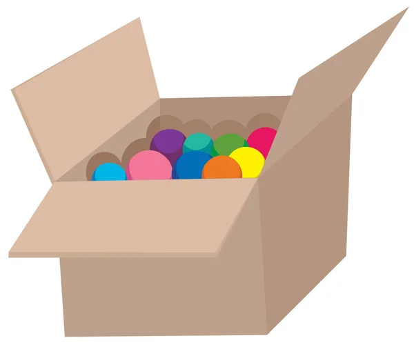 Bola Colorida Caja Corrugada Ilustración — Vector de stock