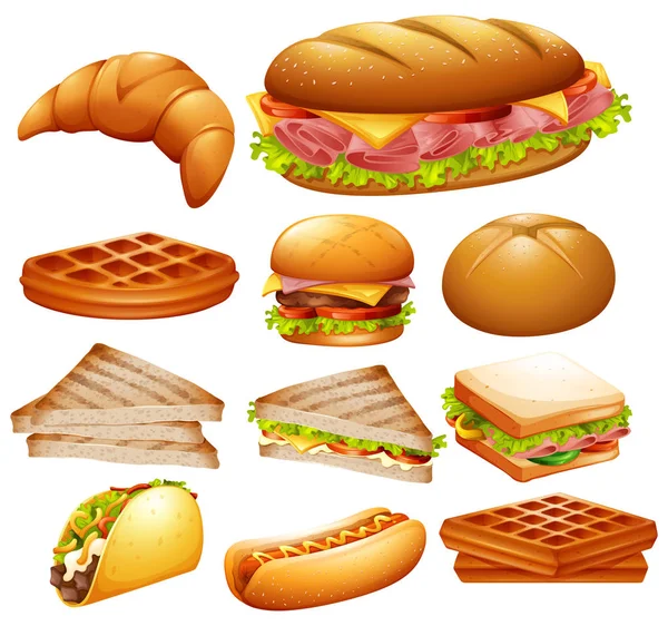 Set Various Foods Illustration — Stock Vector
