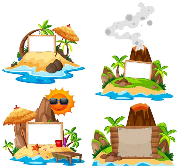 Set Island Banner Illustration — Stock Vector