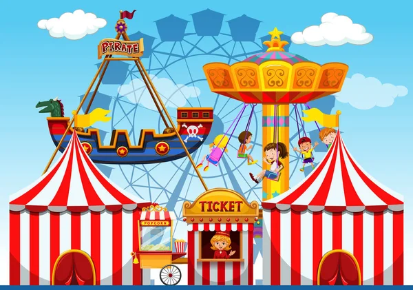 Fun Fair Raide Background Illustration — Stock Vector