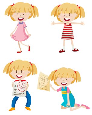 Genç sarışın kız resimde kümesi