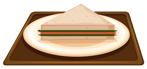 Sandwich Sur Plaque Scène Illustration — Image vectorielle