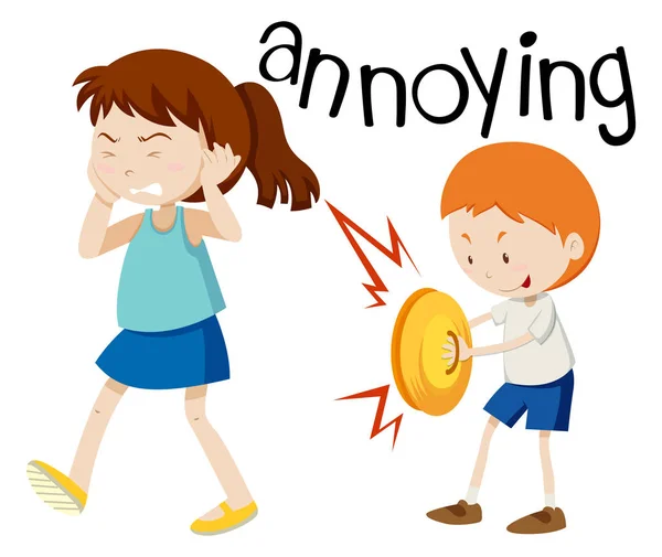Young Boy Annoying Girl Illustration — Stock Vector