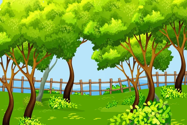 Park Scene Landscape Background Illustration — Stock Vector