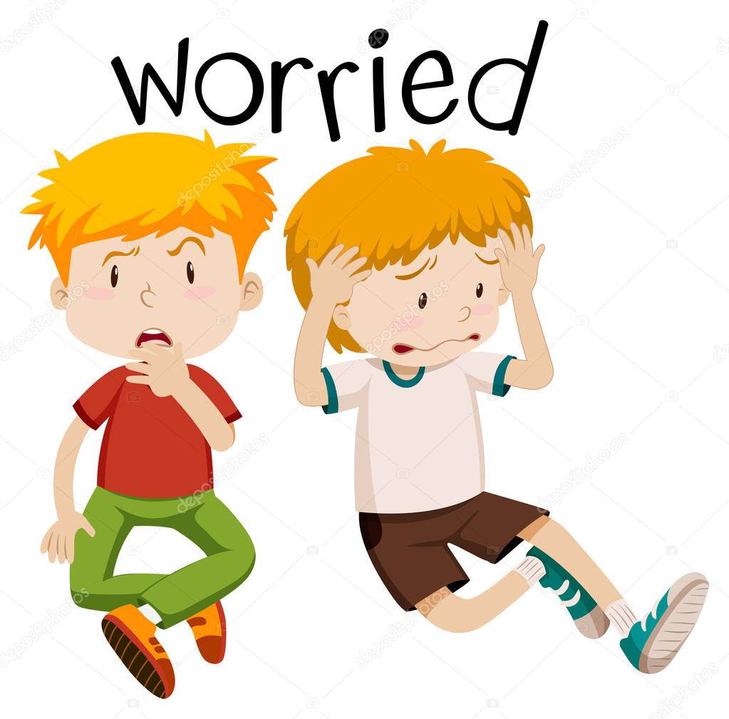 English vocabulary of worried illustration