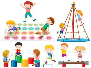 Grup illüstrasyon iskambil çocuk