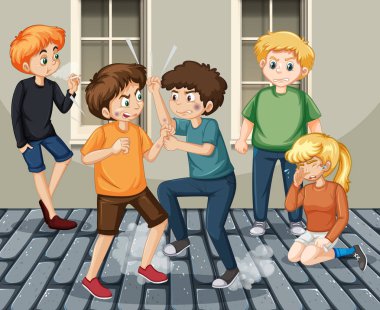 Huysuz genç illüstrasyon mücadele