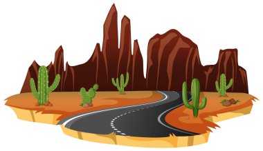 Bir izole çöl yol çizim
