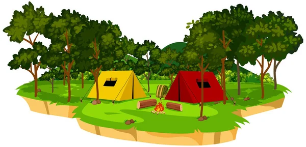 Una Escena Aislada Del Camping Ilustración — Vector de stock