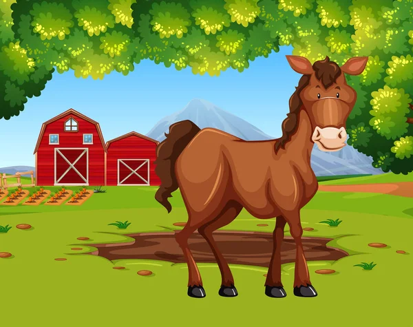Horse in the farmland illustration