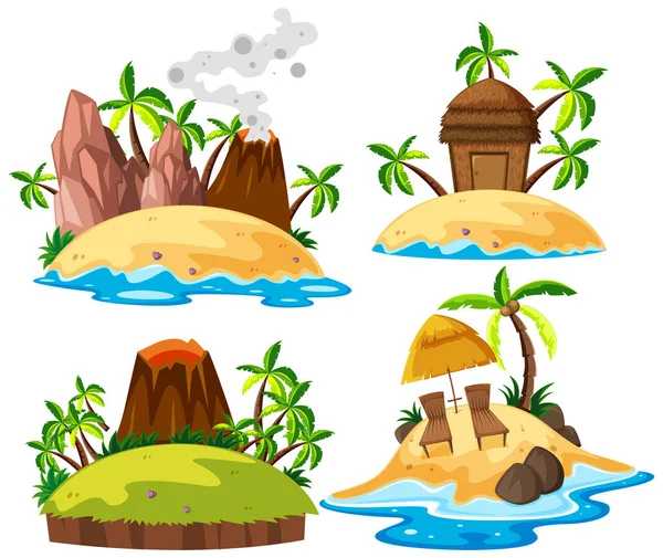 Conjunto Ilustración Isla Aislada — Vector de stock