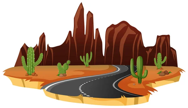 孤立した砂漠道路図 — ストックベクタ