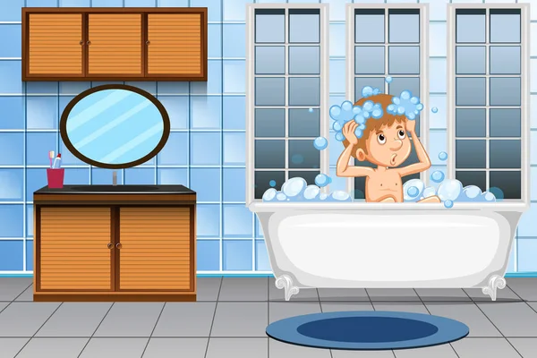 Bir Banyo Örnek Alarak Bir Adam — Stok Vektör