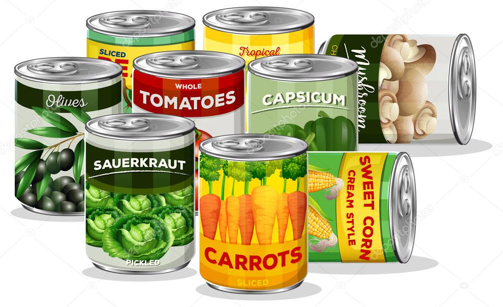 Set of canned vegetable illustration