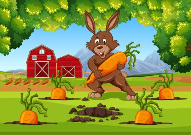 Bunny Havuç çiftlik sahne çizim ile