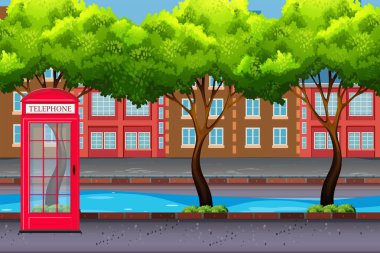 Park ve nehir sahne illüstrasyon