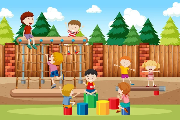 Bambini Parco Giochi Illustrazione — Vettoriale Stock