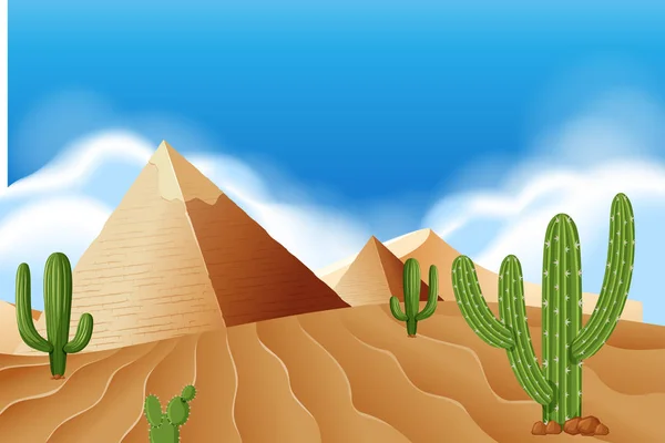 砂漠の図でピラミッドします — ストックベクタ