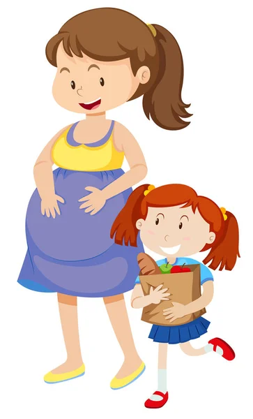 Happy Mother and daughter  illustration