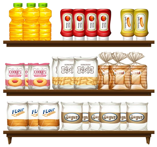 Producto Alimenticio Ilustración Del Estante — Vector de stock