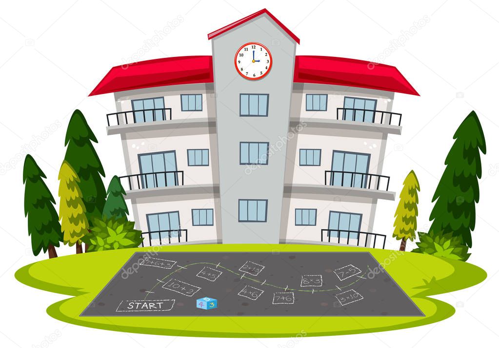 Isolated school building template illustration