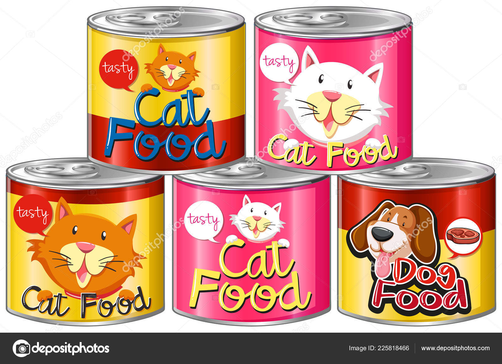 Set Canned Pet Food Illustration Stock Vector Image by ©blueringmedia